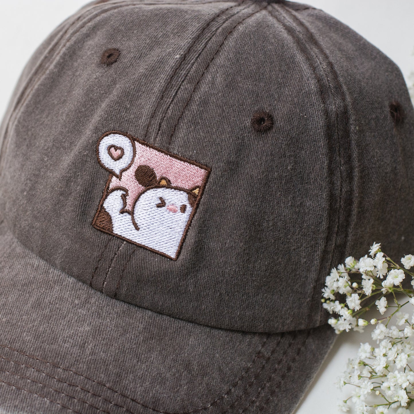 Mooscle Cow - Dad Hat - High Ponytail - Grey Cotton Washed