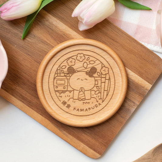 Eki Stamp Kamakura - Wooden Coaster