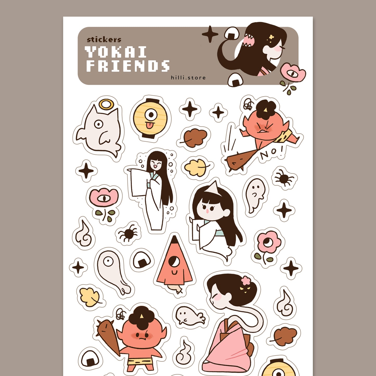 Yokai Friends - Sticker Sheet - Clear Stickers