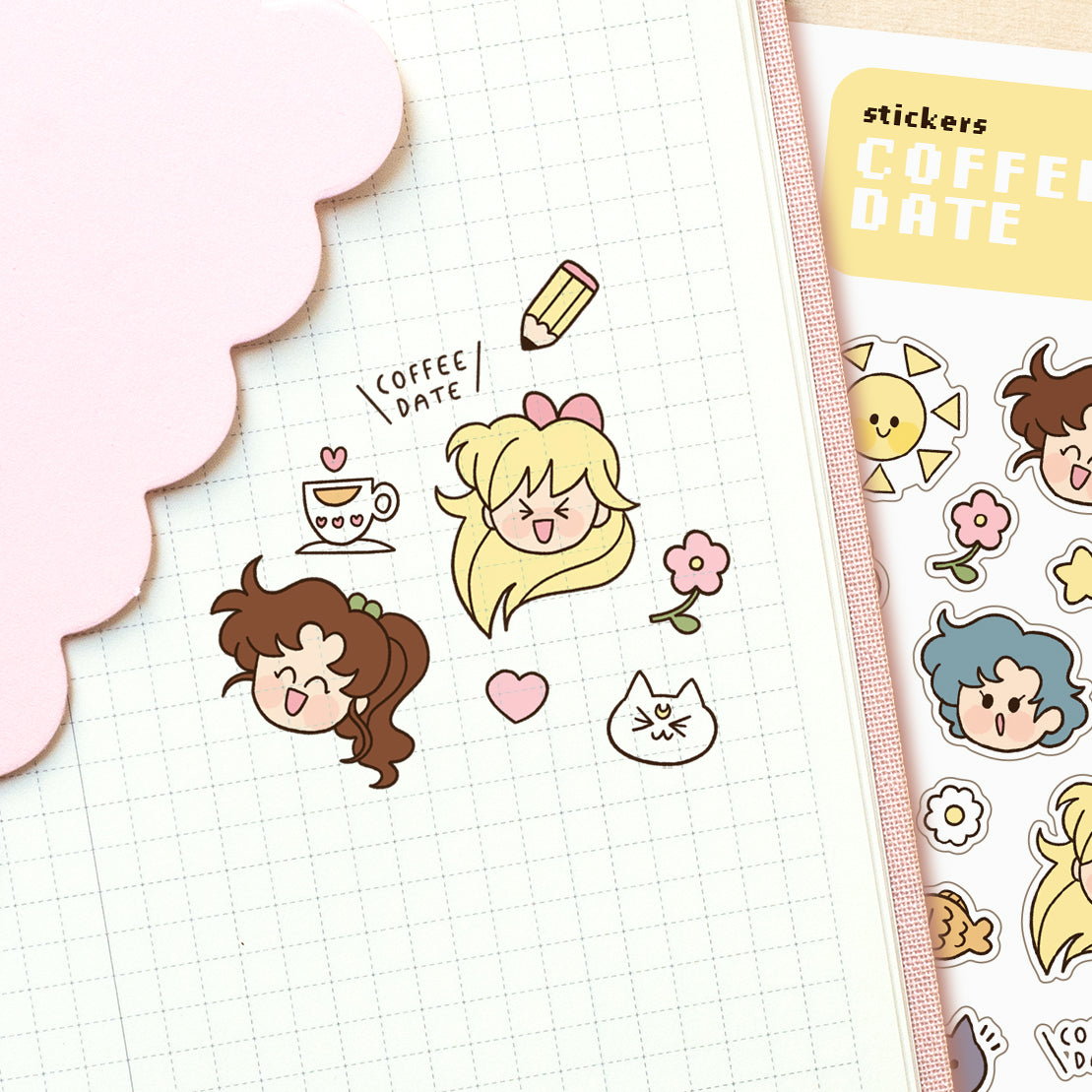 Coffee Date - Sticker Sheet - Clear Stickers