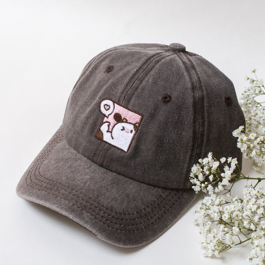 Mooscle Cow - Dad Hat - High Ponytail - Grey Cotton Washed