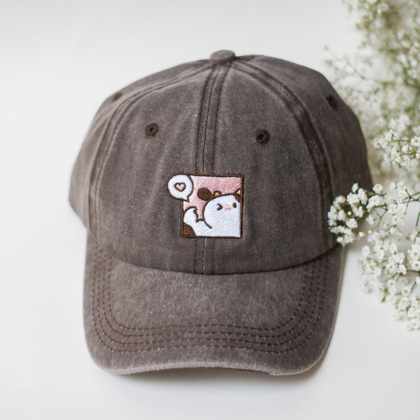 Mooscle Cow - Dad Hat - High Ponytail - Grey Cotton Washed