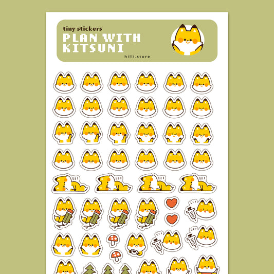 Plan with Kitsuni - Tiny Stickers - Sticker Sheet - Clear Stickers (Kopie)